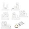 Cinnvoice 6 Pcs Wood Christmas Village Houses Set 7.8 Inches