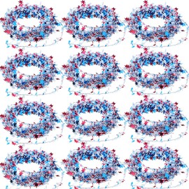 Patriotic 4th of July Independence Day Star Wire Tinsel Garland Decoration Red Blue White Hanging for Memorial Day Party Decoration Photo Backdrops Props (48 M/ 157.5 Feet)