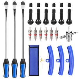 TONDA Tire Spoons, Tire Changing Kit for Motorcycle Dirt Bike Lawn Mower Tractor, Tire Removal Tool Set with Rim Protectors, Valve Tool, Valve Cores, Valve Caps, Valve Stems, Storage Bag