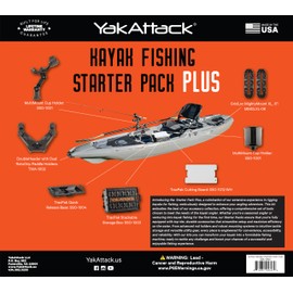 YakAttack Kayak Fishing Starter Pack Plus | Complete Kayak Rigging Kit with Rod Holder, Paddle Holder, TracPak Storage, Cup Holder & Mounts | Kayak Fishing Accessories for Serious Anglers