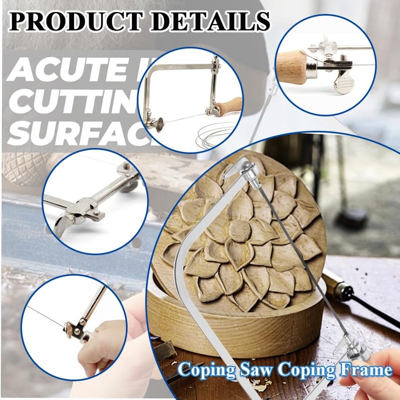 Coping Saw Coping Frame and 5 Replacement Blades Set (Woodworking,