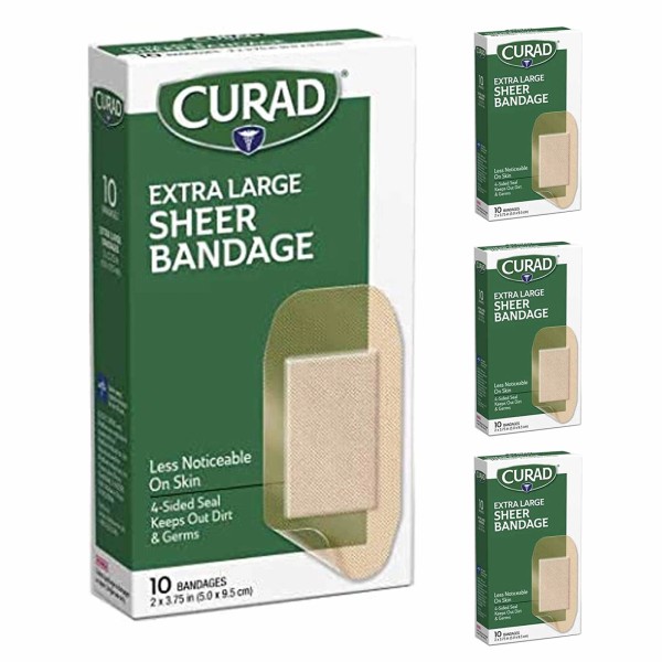 ATB 40 Ct Extra Large Sheer Bandages Heal Wounds Latex