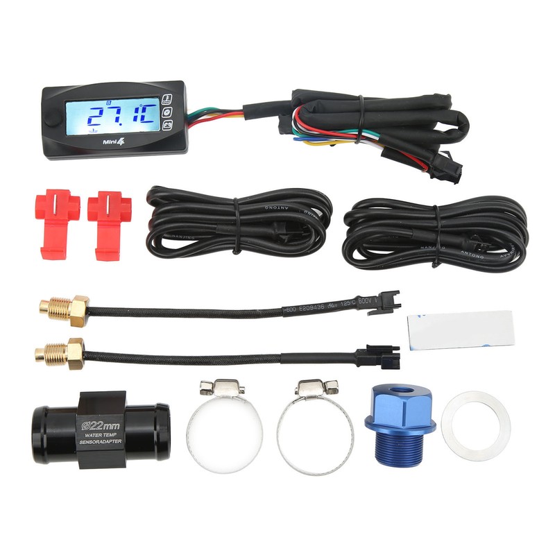4 in 1 Water Oil Temperature Time Voltage Gauge LCD