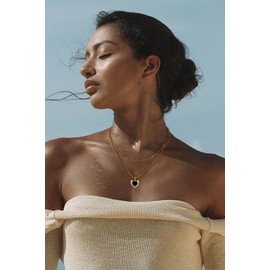 CLASSYZINT Gold Layered Heart Necklace Paperclip Choker Necklace Link Chain Necklace Vintage Necklace for Women