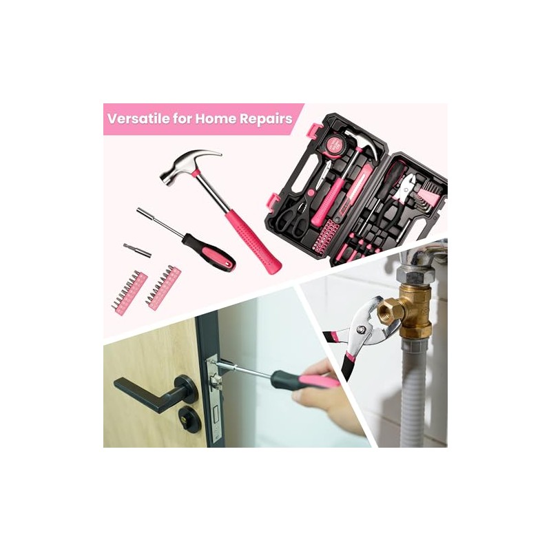 50-Piece Pink Tool Set for Women, Household Small Tool Set