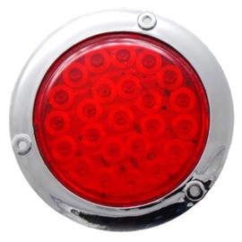 Red/White/Amber 4" Round LED Trailer Tail Light 24 LED Chrome Bezels Stop Turn Tail Brake Signal/Reverse Backup/Marker Lights Trucks Trailer RV Camper Dump Truck Waterproof (Combo, 4 Red + 2 White)