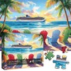 Beach Puzzles for Adults 1000 Piece, Rainbow Beach Lounge Chair