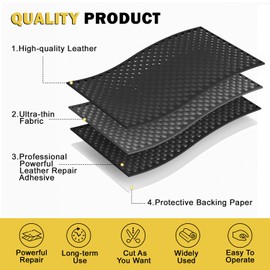 Wilaly Leather Repair Patch, Breathable Perforated Strong Sticky Self Adhesive Repair Patch, DIY Leather Patches for Couches, Furniture, Sofa, Car, Chair (Black 17x60inch)