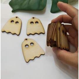 30pcs Ghost Shape Wood Earrings Blanks, Wood Jewelry Accessories, Unfinished Wooden Earrings for DIY Craft Jewelry Making (2'')