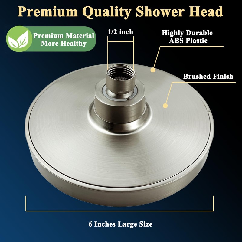 High Pressure Rainfall Shower Head, 6'' Luxury Modern Showerhead with