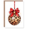 Artery8 Single Leopard Print Bauble Red Bow Watercolour For Her