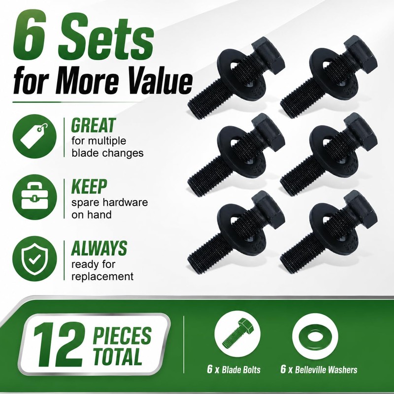 6 Sets 26-0671 & 3290-465 Blade Bolt and Belleville Washer