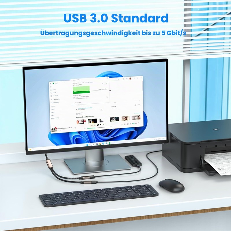 MOGOOD USB 3.0 Splitter 5Gbps, Pack of 1, Aluminium/Nylon, Hub,