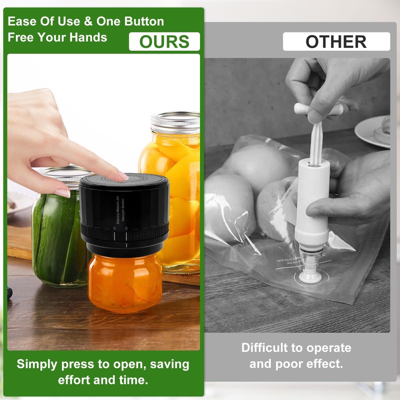 Mason Jar Vacuum Sealer Electric 3.4in Regular & 2.75in Canning