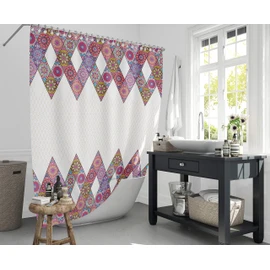 Tropik Home Quality Extra Long, Extra Wide Fabric Shower Curtain - Patchwork (240X200CM)