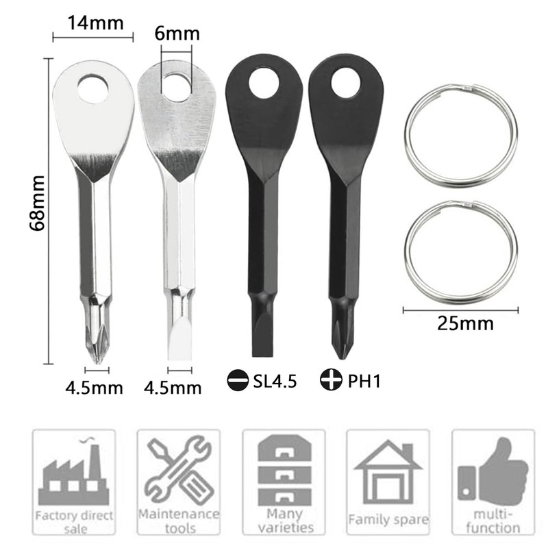 Gasea 8Pcs Keychain Screwdriver, Pocket Screw Driver Key Chain Flathead