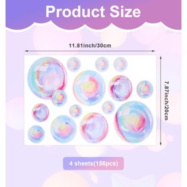 4 Sheets Bubble Wall Stickers, ValueBargain Colorful Bubble Wall Decals Die-Cut Underwater World Background Decoration for Sea Ocean Theme, Suitable for Kids Room & Mermaid Theme Party Birthday