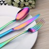 Rainbow Silverware Set,SHARECOOK 20-Piece Stainless Steel Flatware Set with Round