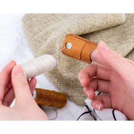2 Pieces Large Size Leather Thimble Hand Sewing Thimble Finger Protector Coin Thimble Fingerfor Knitting Sewing Quilting Pin Needles Craft Accessories DIY Sewing Tools