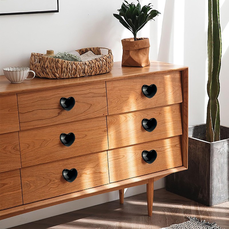 Mimhooy 4 Pack Black Ceramic Drawer Knobs Decorative Cabinet Knobs,