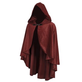 JEGERMIG Fairy Hooded Cloak Renaissance Costume Medieval Cosplay Wizard Witch Cape Red