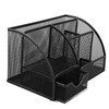 Mesh Office Desktop Organizer Multifunctional Metal 7 Compartments Pen Holder