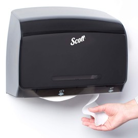 Kimberly-Clark Scott Pro MOD Jumbo Roll (JRT) Coreless Toilet Paper Dispenser (34831), 14.13” x 13.39” x 5.87”, Smoke / Black
