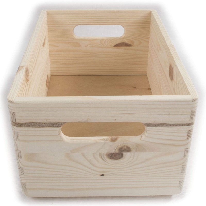 Wooden Open Storage Box with Handles | 30 x 20