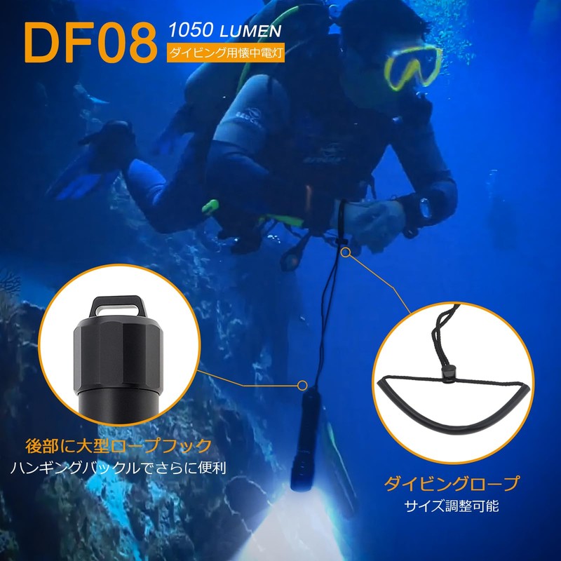 SecurityIng Dive Torch, 1000 Lumens Scuba Diving Torch, 9 Degrees