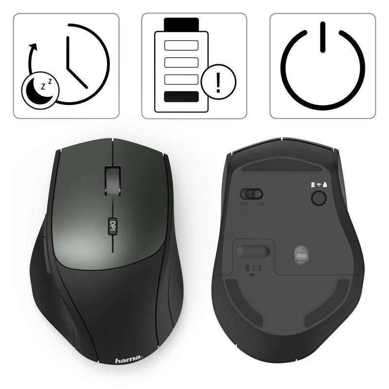 Hama, MW-600 Wireless Mouse with USB-C and USB-A (PC Mouse