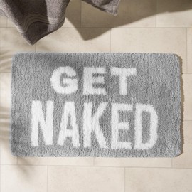OHS Get Naked Bath Mat Grey, Super Soft Bath Mats for Bathroom Highly Absorbent Washable Shower Mat Quick Drying - 45 x 75cm