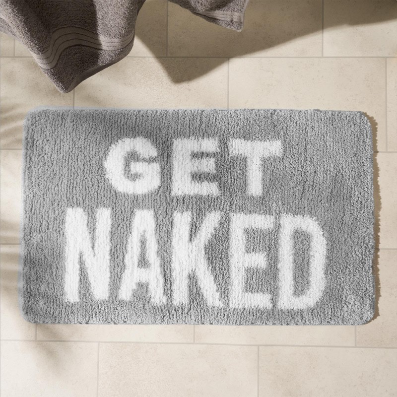 OHS Get Naked Bath Mat Grey, Super Soft Bath Mats