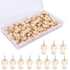Pack of 100 wooden push pins, thumbtacks wood for cork
