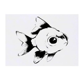 'Cute Fish Side View' Temporary Tattoo - Water Resistant, Skin-Safe, Non-Toxic Transfer (TO00084997)