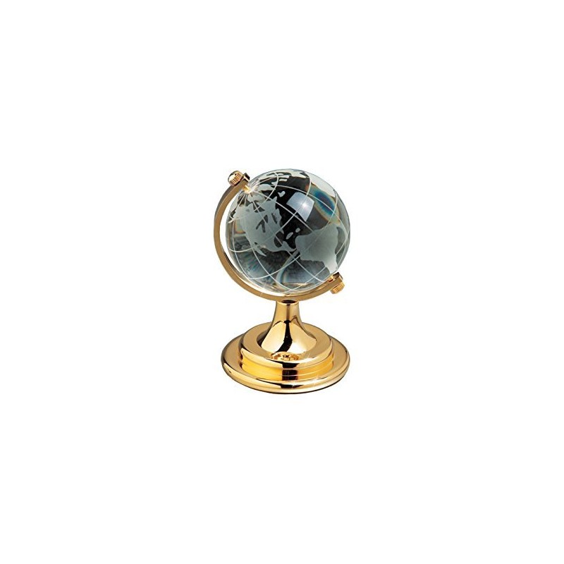 Amlong Crystal Etched Crystal Globe on Brass Colored Base -