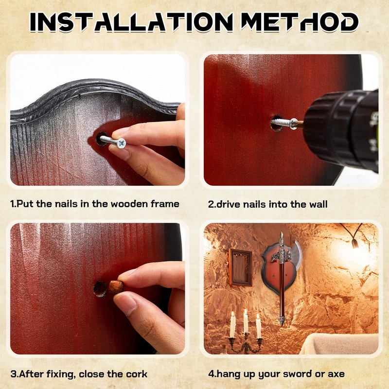 Wooden Sword Wall Mount Sword Plaque Sword Display Wall Mount