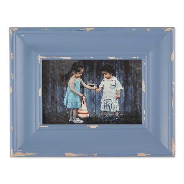 DII Distressed Wooden Picture Frame Collection Rustic Farmhouse Inspired, 4x6, Stonewash Blue
