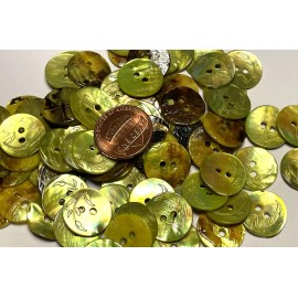 Unbranded 8 PCS ONLY! Dyed Lime Green Lasered Abalone Shell Buttons 15mm Almost 5/8" 13554