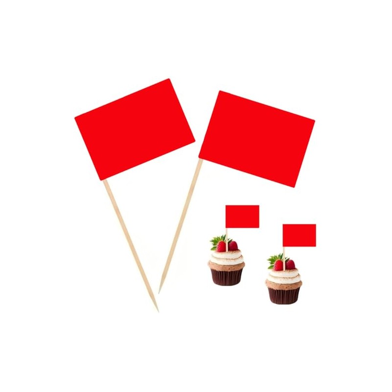 100 Pcs Red Flag Blank Toothpick Flag Small Mini Labeling