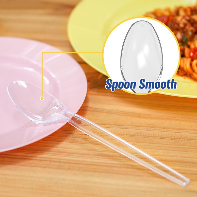 POSATE 7.1" Plastic Spoons Heavy Duty Disposable Teaspoons, Clear (100