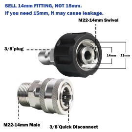 Hourleey Pressure Washer Adapter Set, Stainless Steel Quick Disconnect Kit wi...