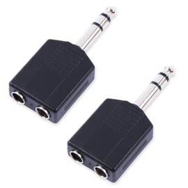 Stereo Standard Plug Distribution Plug Conversion Plug [Stereo Standard Plug φ0.25 inch (6.35 mm) Male to Stereo Standard Jack φ0.25 inch (6.35 mm) Female / 2 Ports] [QUDCK]