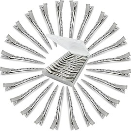 26pcs Metal Duck Billed Hair Clips for Women Styling Sectioning, Silver Hair Pins for Long Hair, Alligator Curl Loc Clips for Thick Hair Roller, Salon, Bows DIY