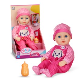 BABY born Anna with Pink Romper, Soft 36 cm Baby Doll with Fabric Body and Sleeping Eyes Including Bottle