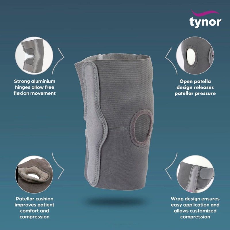 Tynor Elastic Knee Support, Grey, XXL, 1 Unit
