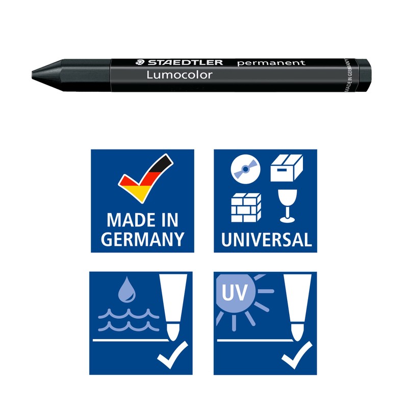 STAEDTLER 236-9 Lumocolor Permanent Omnigraph Smudge-Proof Universal Marking Crayon -