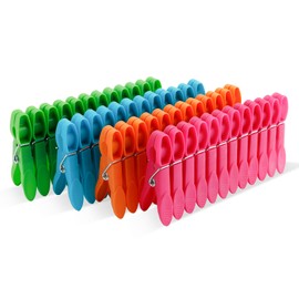 Pack of 48 Clothes Pegs, Sturdy Plastic Clothespins, Colourful Clothes Pegs, Clothes Pegs Without Imprint, Sock Clips, Clips for Beach Towel