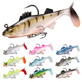 PROBITE 10 Pack Soft Fishing Lures, Pre-Rigged Jig Head Paddle Tail Swimbaits with Sharp Hook, for Bass,Trout, Crappie, Freshwater Saltwater Fishing Gear, Nice Fishing Gift
