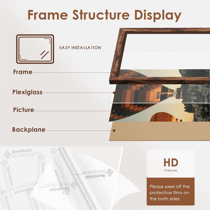 6x8 Picture Frame 5 Pack, Classic Brown Photo Frame for