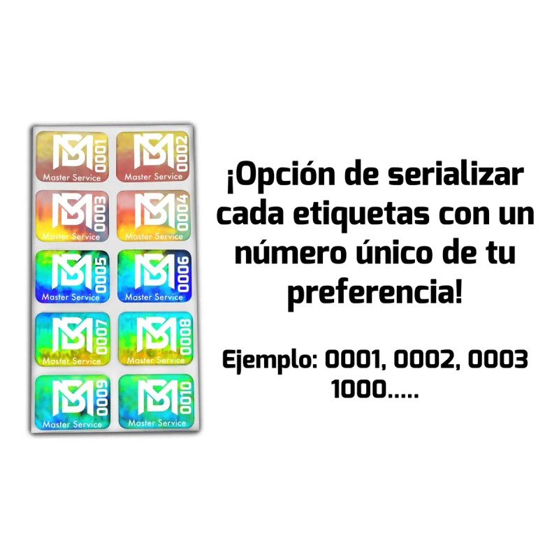 500 Hologramas Plastificados 28x20 Mm Logo Texto Num Serie